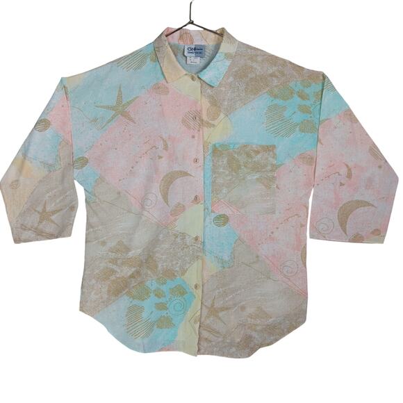 Vintage California Connection Inc. Shirt Size Medium Stars and Moons Buton Down - Picture 2 of 8